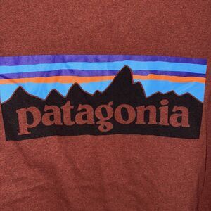 Patagonia Shirt Mens Size L Maroon Red Logo Responsibili-Tee Long Sleeve EUC